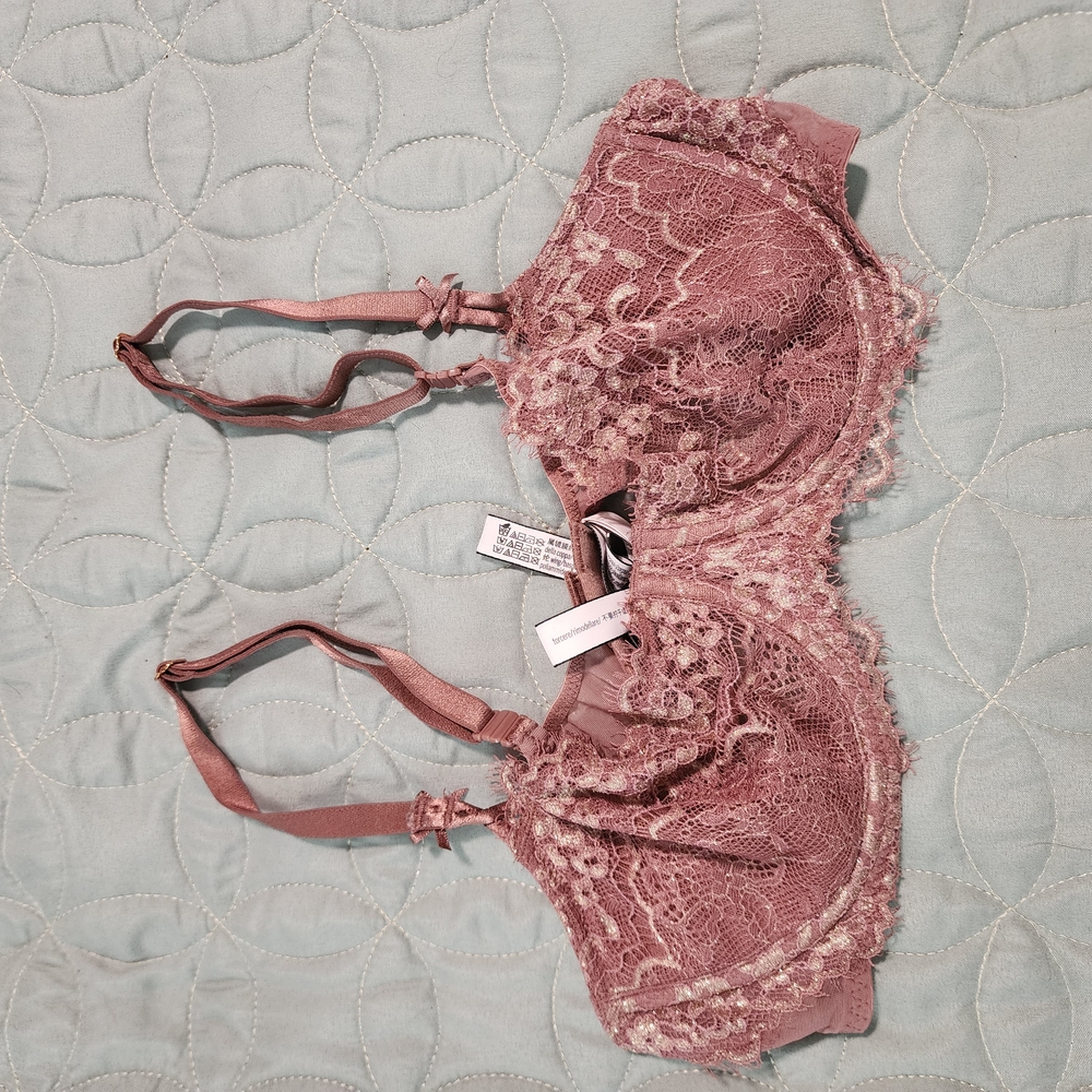Lace Underwire Bra in Mauve Pink